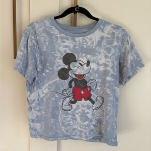 Disney Mickey Mouse Kids Tie-Dye Shirt - Light Blue and Red